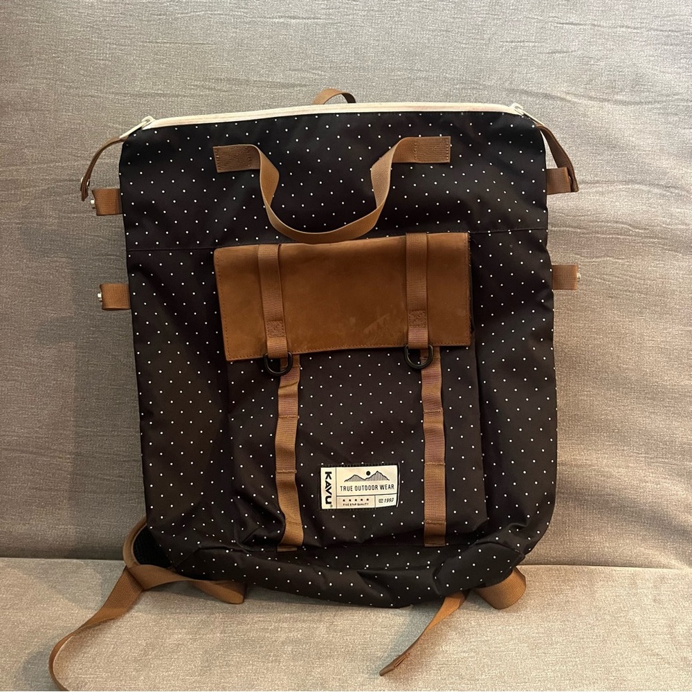 KAVU Backpack white dots